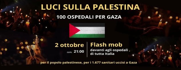 “Luci sulla Palestina”: domani flash mob davanti agli ospedali di Oristano, Bosa e Ghilarza