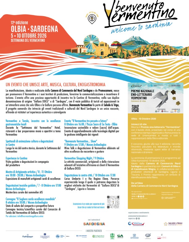 Olbia, dal 5 al 10 ottobre la dodicesima edizione della rassegna Benvenuto Vermentino