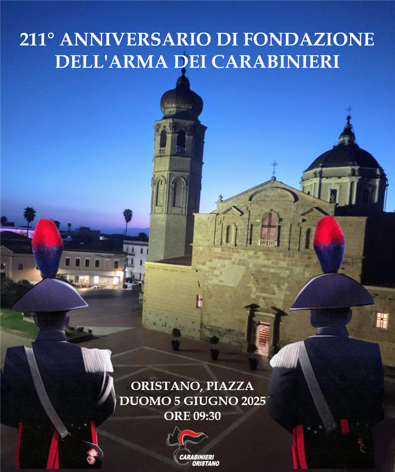 Oristano rende onore ai Carabinieri: giovedì 5 giugno la cerimonia per il 211° Annuale della Fondazione dell’Arma