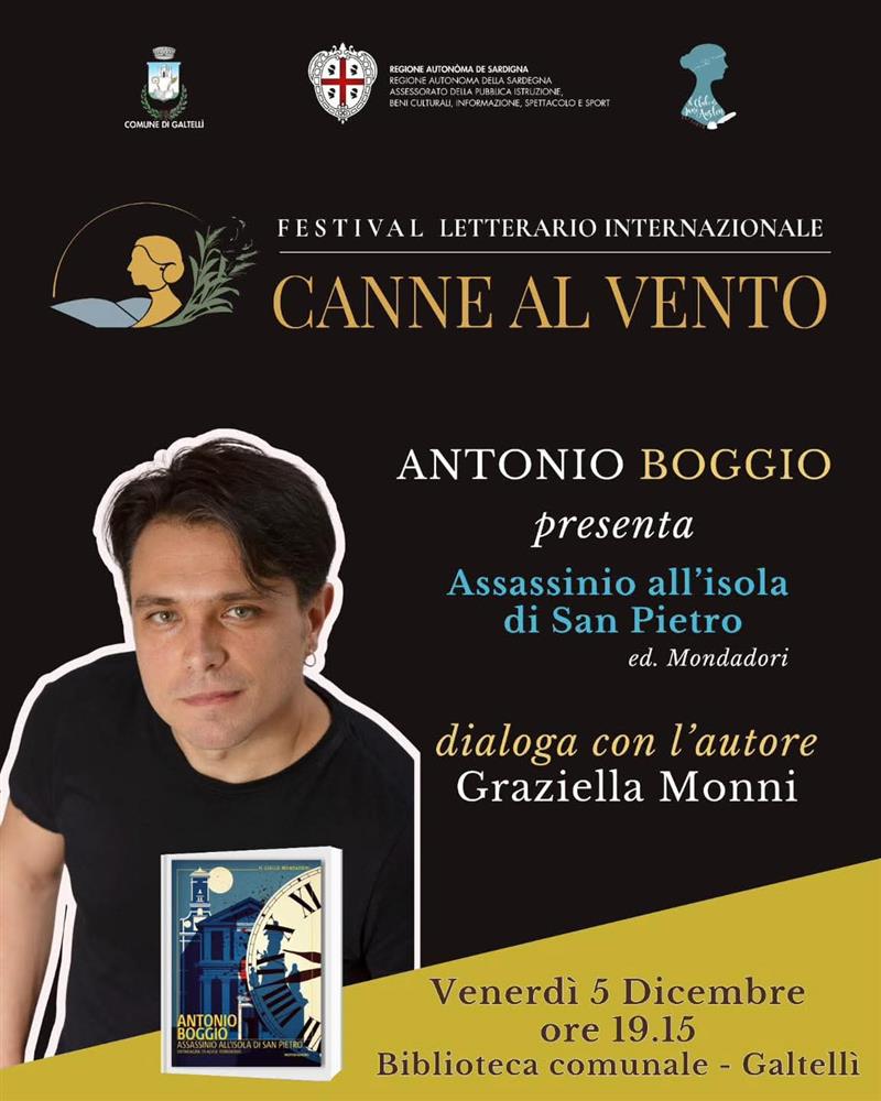 Galtellì, Antonio Boggio presenta Assassinio all’isola di San Pietro per il Premio “Canne al vento”