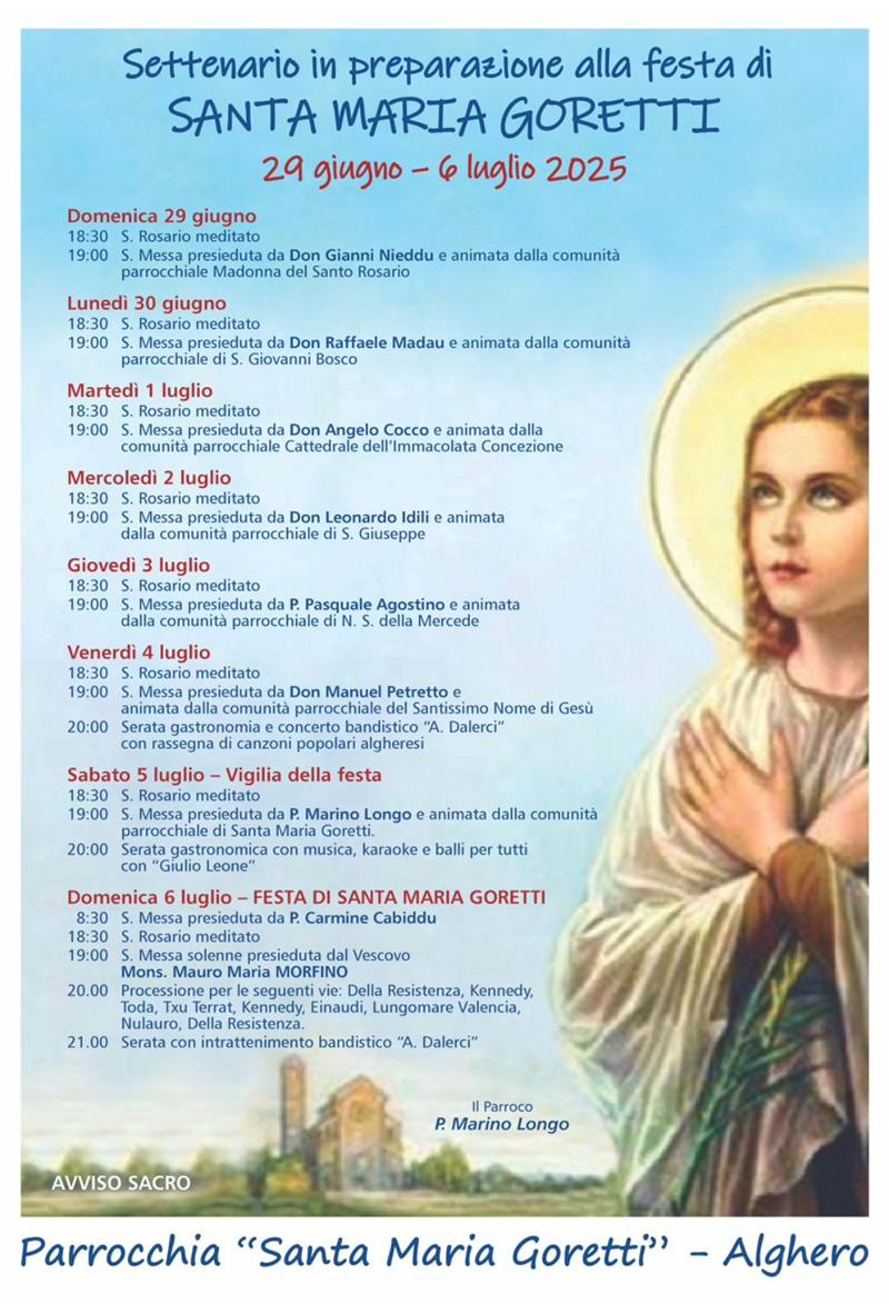Festeggiamenti in onore di Santa Maria Goretti ad Alghero