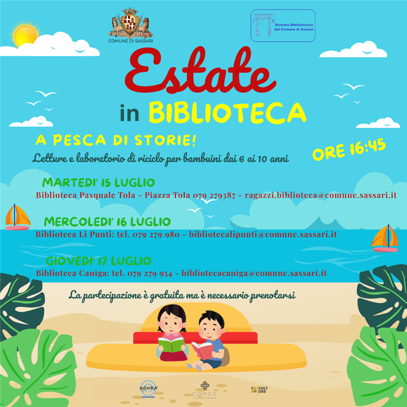 “Un tuffo tra le onde…in biblioteca”, a luglio tre laboratori per bambini e bambine