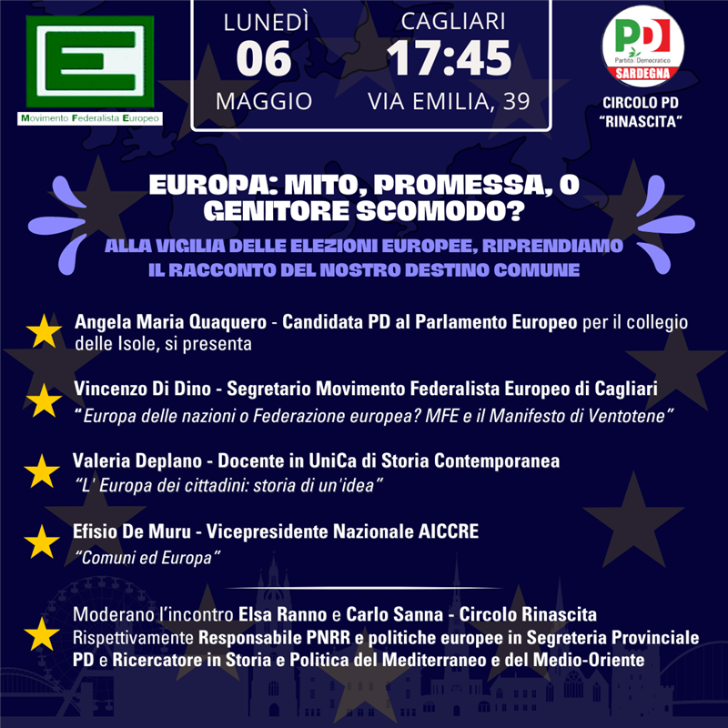 Alla vigilia delle elezioni europee, un incontro di "Rinascita" per il PD - Quaquero si presenta