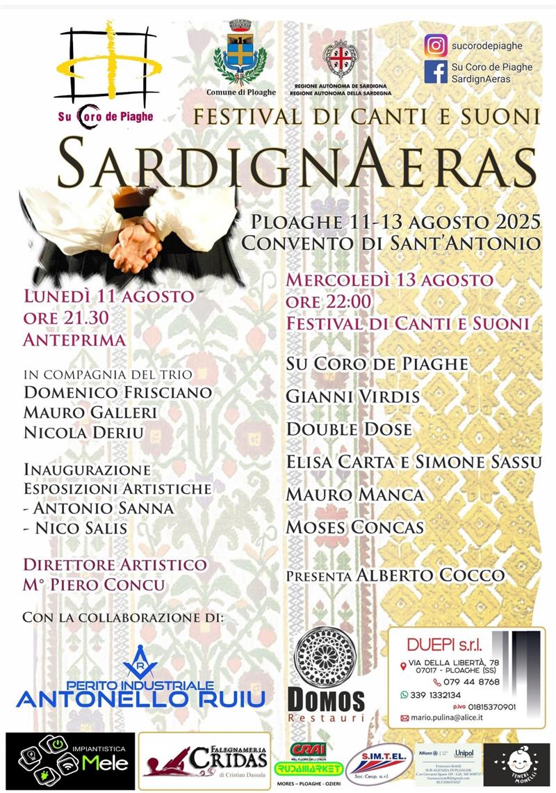 Ploaghe: dall’11 al 13 agosto tornano i Candelieri e il Festival SardignAeras tra canti, suoni e grandi ospiti