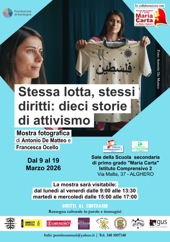Alghero, le battaglie delle donne in mostra alla scuola Maria Carta con Amnesty International