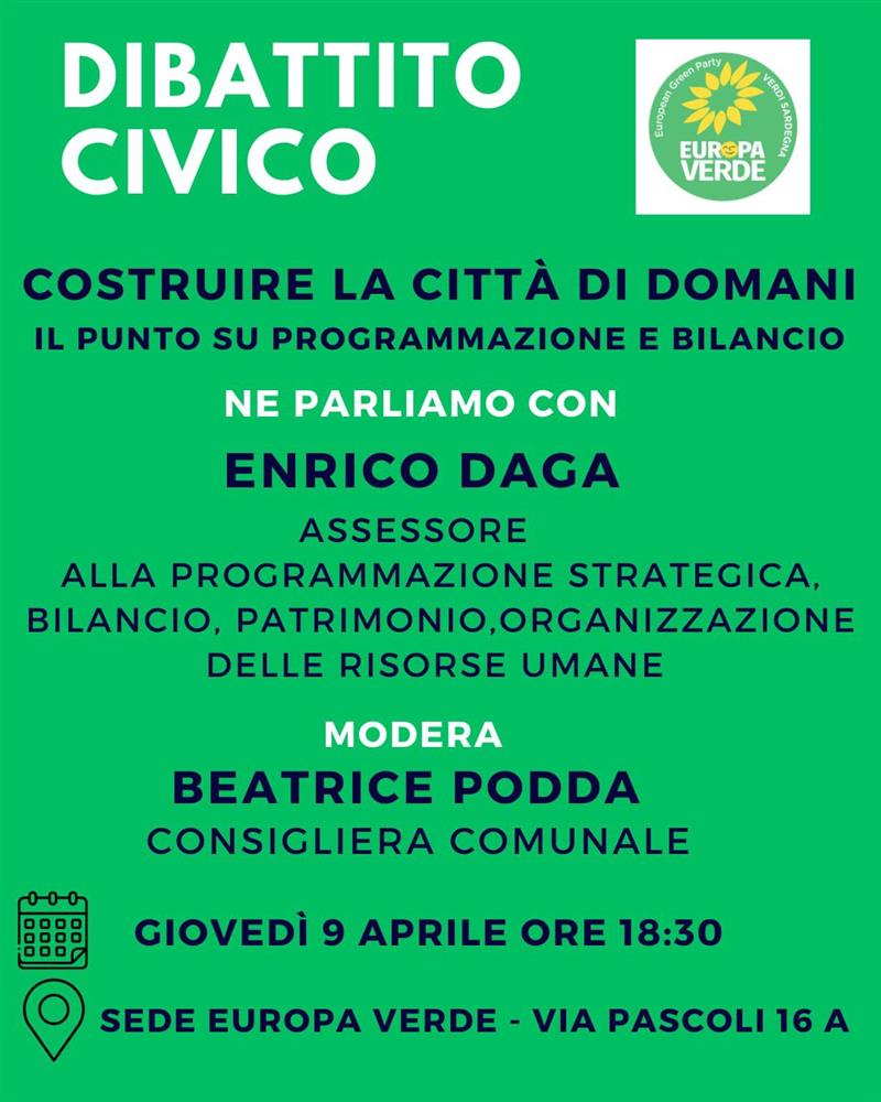 Alghero, i conti del Comune spiegati ai cittadini: stasera l'incontro di Europa Verde con l'assessore Daga