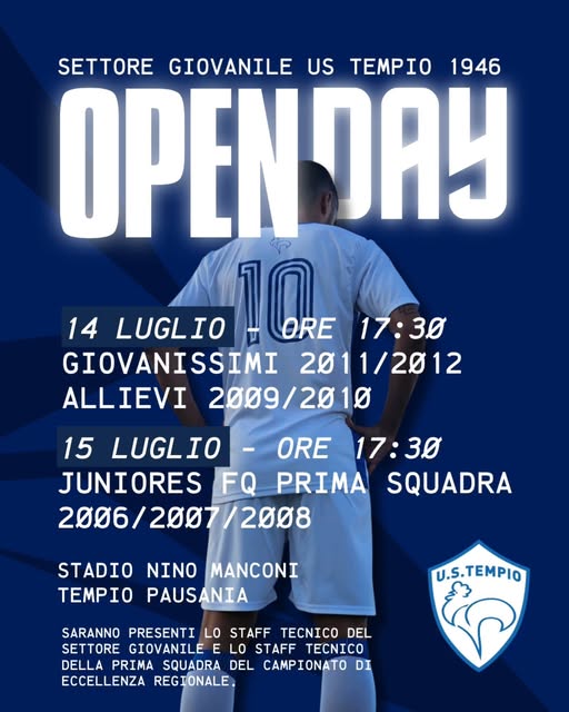 Nasce il Settore Giovanile firmato US Tempio 1946. A luglio gli Open Day