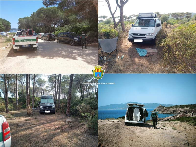 Alghero: controlli dei Barracelli nel Parco di Porto Conte, 201 sanzioni per bivacchi e sosta vietata