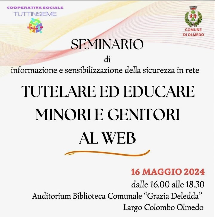 Seminario “Tutelare ed educare minori e genitori al web” a Olmedo