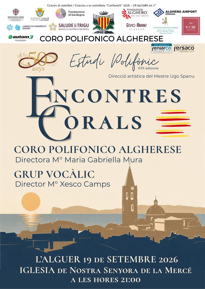 Encontres Corals ad Alghero, sabato il Coro Polifonico e il Grup Vocàlic alla chiesa della Mercede