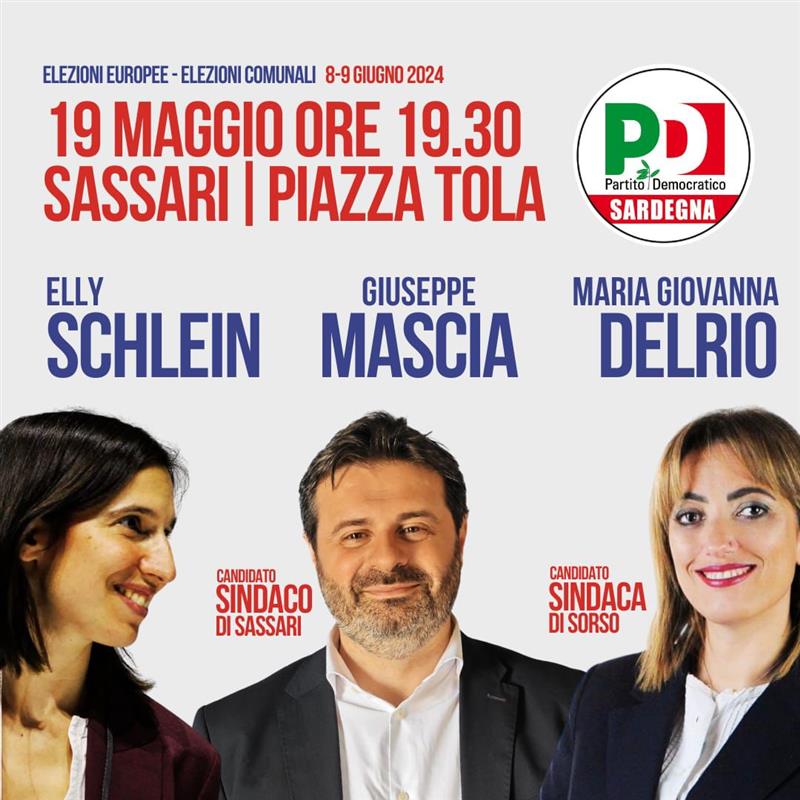 Europee e amministrative, Elly Schlein chiude il tour elettorale a Sassari con Giuseppe Mascia e Maria Giovanna Delrio