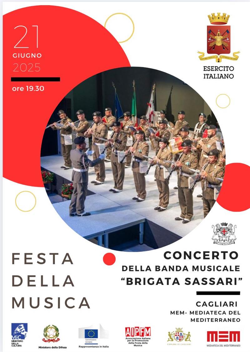 Alla MEM concerto della Banda musicale della Brigata Sassari la sera di sabato 21 giugno