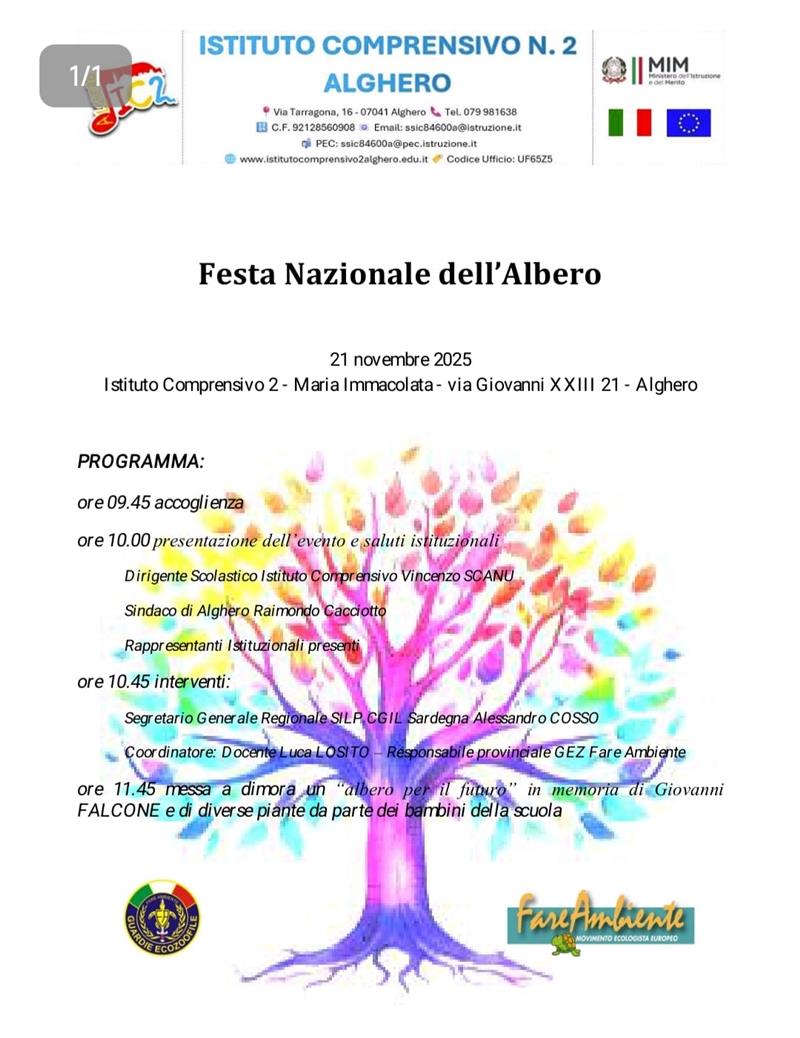 Festa nazionale dell’Albero: ad Alghero un albero in memoria di Giovanni Falcone
