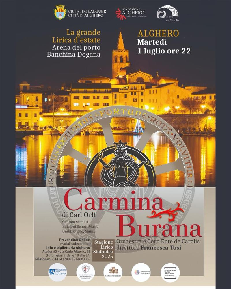 Alghero, la grande lirica sbarca al porto: il 1° luglio in scena i Carmina Burana