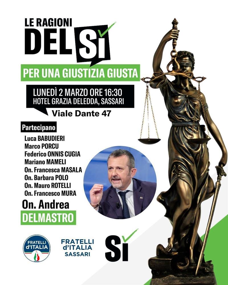 Giustizia, Delmastro sbarca a Sassari: Fratelli d