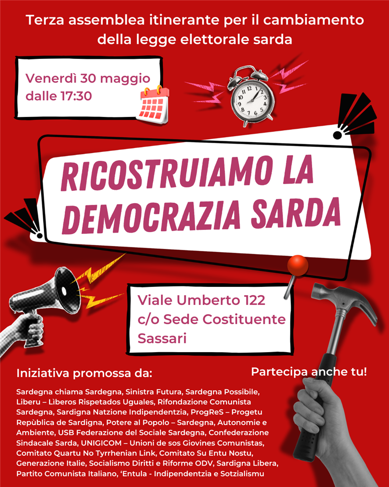 A Sassari la terza tappa del percorso “Ricostruiamo la democrazia sarda”: l’obiettivo è cambiare la legge elettorale