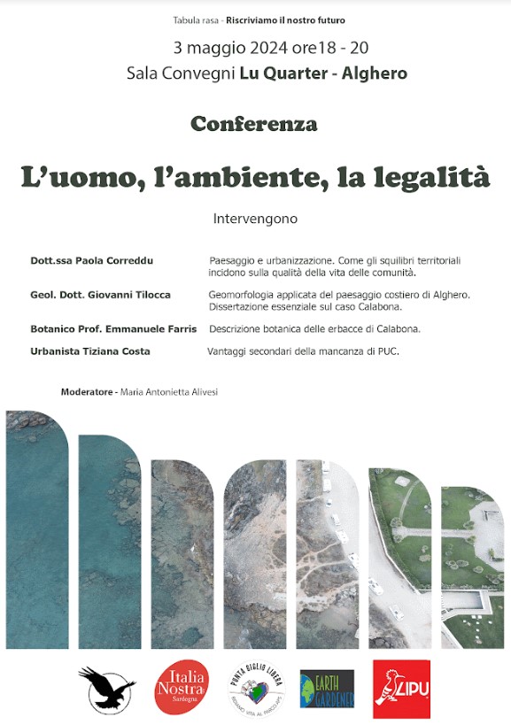 Conferenza "L'uomo, l'ambiente, la legalità" a Lo Quarter ad Alghero - 3 maggio 2024